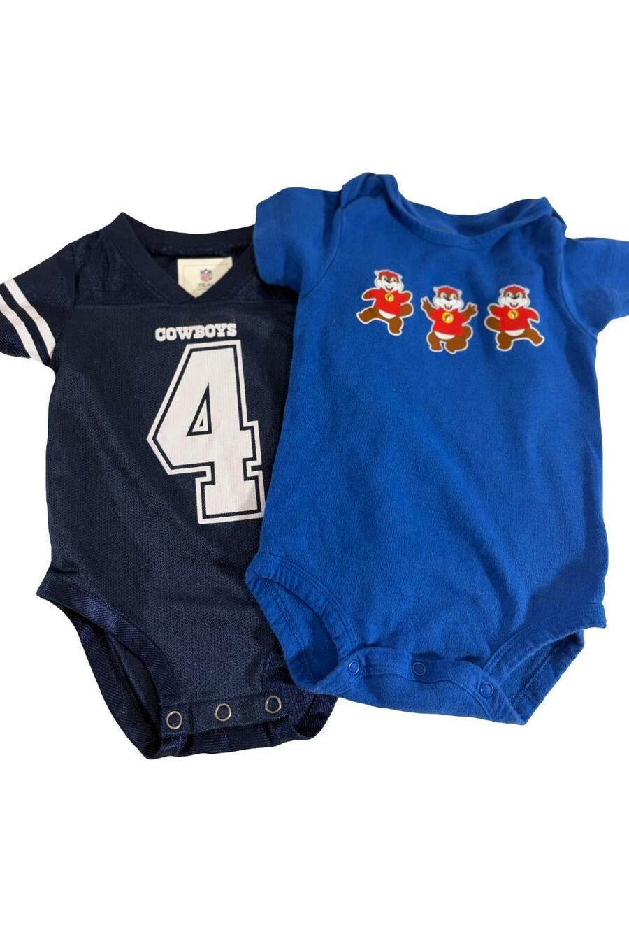 Baby Boys Bodysuit Lot Dallas Cowboys NFL Christmas Santa 2 Piece